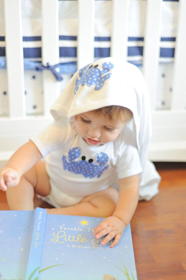 Louisian Crab Bodysuit Gown Bib or Blanket a variety of fabric choices