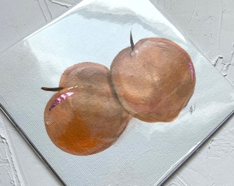 Peaches Painting 5 x 5" Original artwork