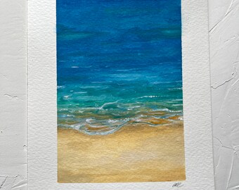 Beach Waves Gouache 6 x 8" Original