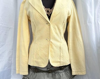 Blazer italien en coton jaune, style Old Money Y2K, UE 36