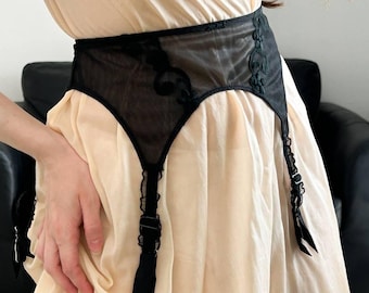 Dior Vintage Schwarzes Spitzen Strumpfband, 80er, 90er Jahre, Retro Dessous, made in France