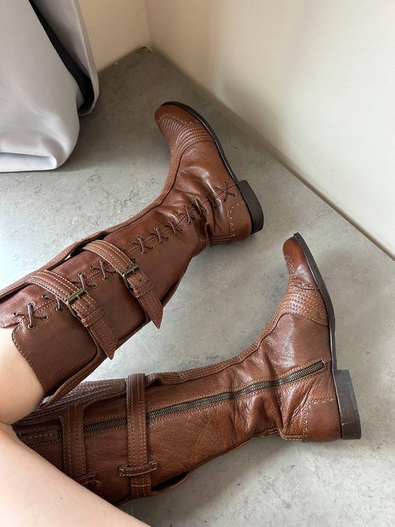 Alexander Mcqueen Luxury Brown High Boots , Old Money Style, Boots