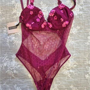 La Perla ラペルラ レース ボディスーツ サイズ2　 薄いバーガンディ色 La perla bodysuit - Etsy 日本