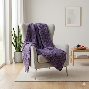 Modèle de couverture au crochet à chevrons PDF | Jeté texturé épais (téléchargement numérique)