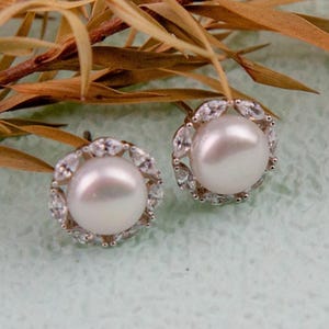 Freshwater Pearl Earrings for Women Girlfriend, 925 Sterling Silver 14K Silver Pearl Earrings 4-5mm Jewelry Gifts for Women Jewelry Gift