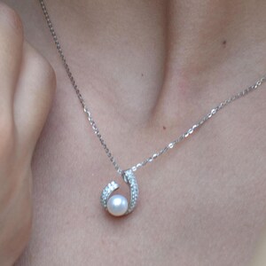 Single Pearl Ball Pendant Freshwater Pearl Pendant with 925 Sterling Silver, Necklaces for Women Girlfriend Drop Necklace Jewelry Gifts
