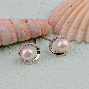 Freshwater Pearl Earrings for Women Girlfriend, 925 Sterling Silver 14K Silver Pearl Earrings 6-7mm Jewelry Gifts for Women Jewelry Gift