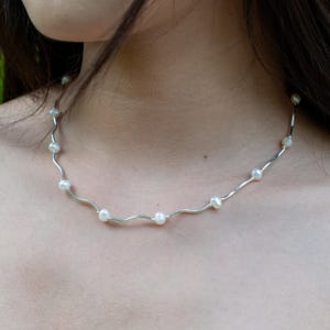 Natural Pearl Necklace Freshwater Pearl Necklaces  925 Sterling Silver Pendant Gift for Women Girlfriend