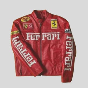 Veste rouge Ferrari | Veste vintage Ferrari | Blouson en cuir Ferrari | Veste de course.