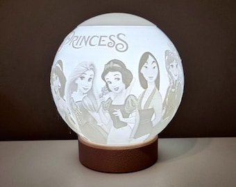 File STL per stampa 3D Lampada Principesse Disney con Base