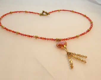 Red Crystal and Bead Necklace