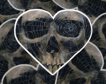 Heart Web Skull VInyl Sticker