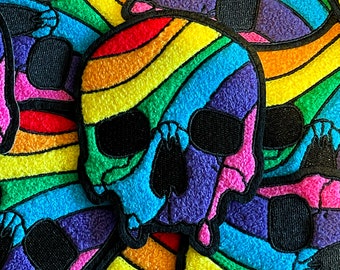 Rainbow Skull Chenille Patch