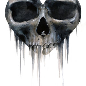 Heart Drip Skull Print