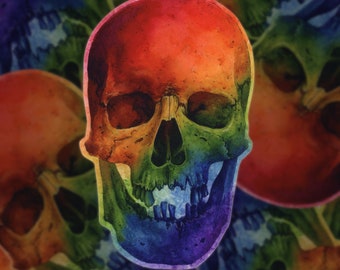 Rainbow Skull VInyl Sticker