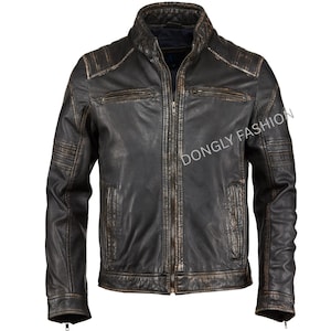 Washed Leather Jacket - Etsy
