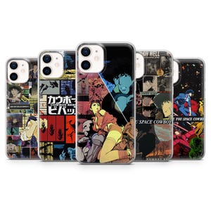 May include: A collection of five phone cases featuring vibrant anime-style artwork. The cases showcase various characters and scenes, with a mix of colors including blue, red, and yellow. The designs appear to be inspired by a popular animated series.