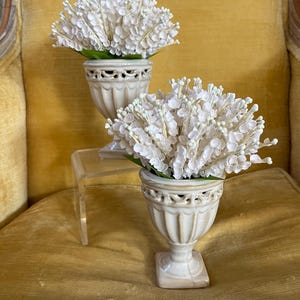 Paper Lily of the Valley Flower Arrangement in Ceramic Pedestal Chalice