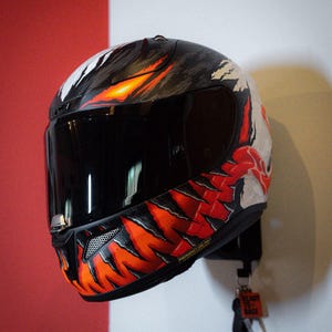 Motorcycle Helmet Wall Mount with Key & Jacket Hanger