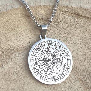 chain with stainless steel pendant seal of the 7 archangels talisman, amulet, spirituality gift for men