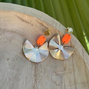 colorful earring, women&#39;s jewelry, trendy, women&#39;s gift, fun handmade jewelry, stainless steel drop earring, polymer