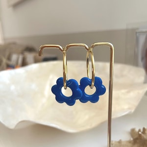 Flower earring, stainless steel hoop, interchangeable, women's tassels