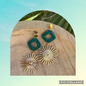 colorful earring, women&#39;s jewelry, trendy, women&#39;s gift, fun handmade jewelry, stainless steel drop earring, polymer