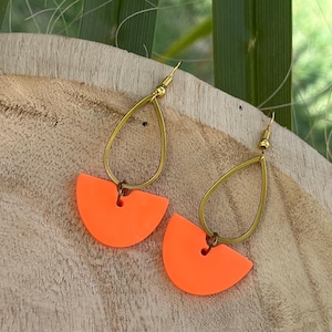 colorful earring, women&#39;s jewelry, trendy, women&#39;s gift, fun handmade jewelry, stainless steel drop earring, polymer