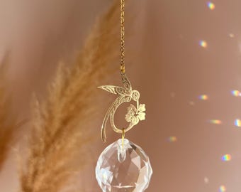 suncatcher soleil,colibri  atttape soleil , feng shui , décoration bohème , rainbow , prisme , spiritualité ,bien être
