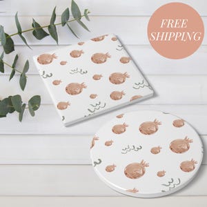 Pufferfish Ceramic Coaster Quirky Ocean Decor Cute Drink Mat Beach House Gift Coastal Table Accent Summer Host Present Housewarming Idea