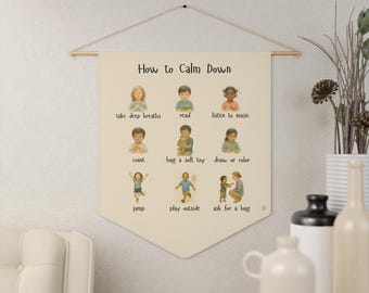 Calming Techniques Banner for Kids | Fabric Calm Down Corner | Coping Skills Wall Art | Emotional Regulation | Toddler Big Feelings | SEL