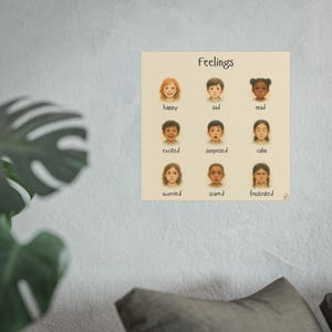 Feelings Chart Poster for Kids | Emotions Chart | Calm Down Corner Decor | Toddler Emotional Regulation | Montessori | SEL Wall Art Print image 7
