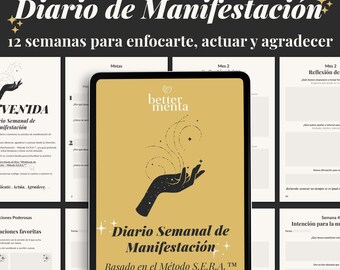Tagebuch der Manifestation Semanal | 3 Meses con el Método S.E.R.A. ™ | Reflectión und Metas | PDF Stempel | Rutina spirituelle