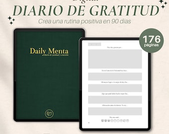Diario de Gratitud Digital | PDF imprimible | 90 días de journaling guiado | Diario Daily Menta | iPad Planner en Español