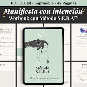 Workbook de Manifestación en Español | Método S.E.R.A.™ PDF imprimible | Diario espiritual de gratitud y metas | Mejora tu energía
