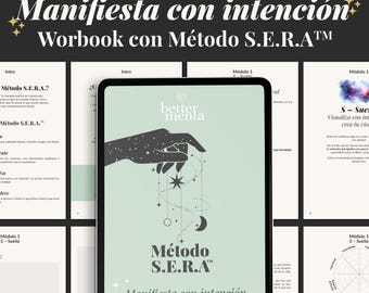Workbook de Manifestacion en Español | Método S.E.R.A.™ PDF imprimible | Spirituelles Tagebuch der Dankbarkeit und Metas | Mejora tu energia