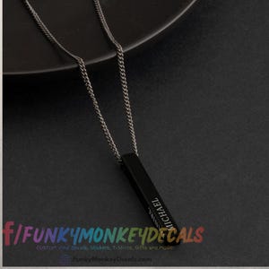 Colar de barra 3D personalizado, nome personalizado, data, colar de frase, barra gravada de 4 lados, colar com nome, presente para mãe e pai, inspirador