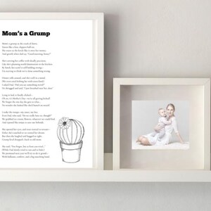 Cartão ou pôster com poema original e engraçado para o Dia das Mães – “Mamãe é rabugenta” – Download digital para impressão | Presente para a mãe, de filhos ou familiares