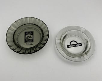Vintage Motel Ashtray Lot Of 2 Glass Printed Best Western Days Inn