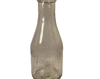 Vtg Glass Milk Bottle Quart 1943 Garner Dairy Co Uniontown PA War Time Clear