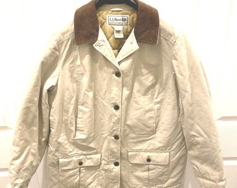 LL Bean Chore Coat Men Large Regular Barn Quilt Lined Canvas Work VTG Thinsulate