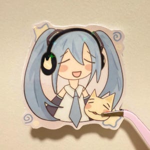 hatsune miku and toro chillin! die cut sticker
