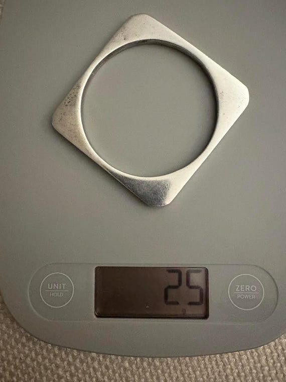 MODERNIST BANGLE; Solid Silver Square Bangle Brac… - image 5