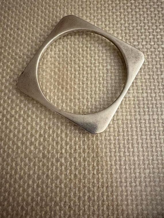 MODERNIST BANGLE; Solid Silver Square Bangle Brac… - image 3