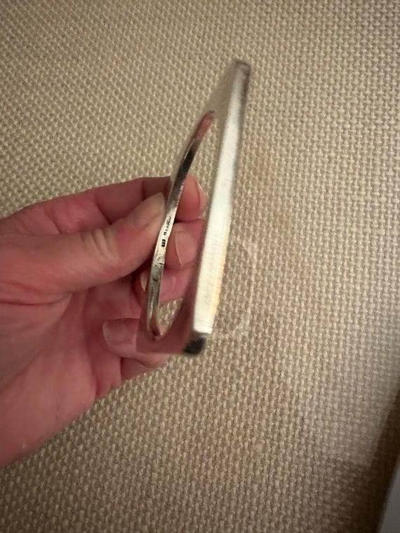 MODERNIST BANGLE; Solid Silver Square Bangle Brac… - image 6