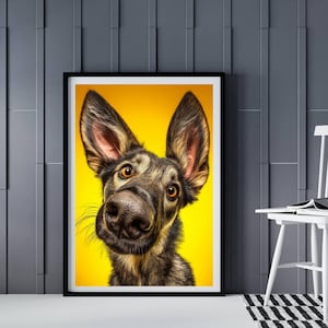 Funny Dog Bathroom Wall Art, Digital AI Animal Print, Quirky Dog Art Download, Humorous Dog Bath Art Poster for Bath Decor