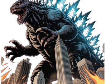 Descarga digital de alta calidad de Godzilla Attack: Arte del Rey de los Monstruos para fans de Blockbuster