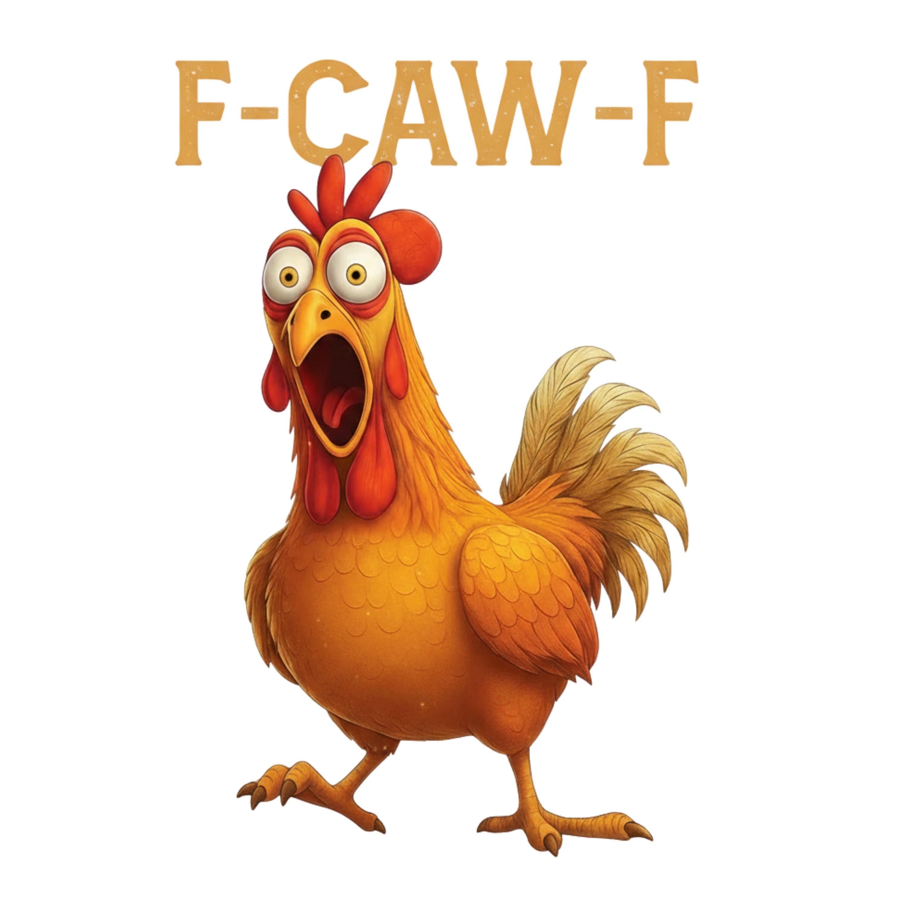 面白い叫び声をあげるニワトリのPNG画像：F-CAW-F チキンミームシャツ 