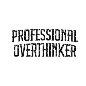 Conception typographique professionnelle overthinker (fr) | Téléchargement numérique | Fichier PNG | Conception DTF par sublimation | Machine à écrire rétro | millésime | Style années 70