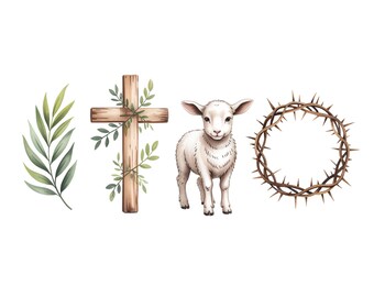 True Ostern PNG, Er ist auferstanden, Lamm Krone aus Dorn Kreuz Palm Jesus Christus christliche religiöse Bibel Verse digitale Sublimation gezeichnetes T-Shirt